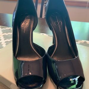 Jessica Simpson peep toe patent leather heels